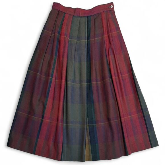 Vintage 80s Liz Claiborne Pleated Midi Skirt Sz 8 Tartan Plaid Lined Cottagecore - Picture 4 of 11